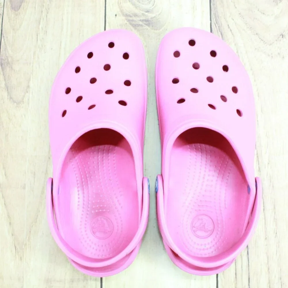 Crocs Retro Classic Unisex Pink Rubber Gum Sole Slip On Comfort Flat Clogs Sz 8 - Picture 6 of 9
